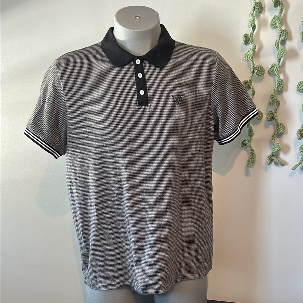 Houndstooth Guess Polo Shirt XL